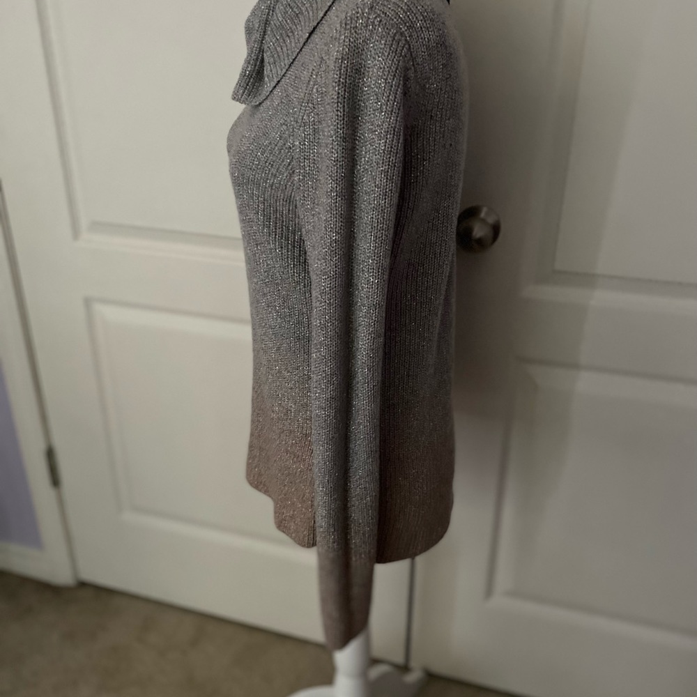 WHBM Metallic Silver to Rose Gold Ombré Cowl Neck Sweater - Picture 5 of 16